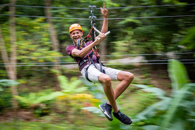 Adrena-Line Zipline, St. Lucia - Gearing up for eight forest lines