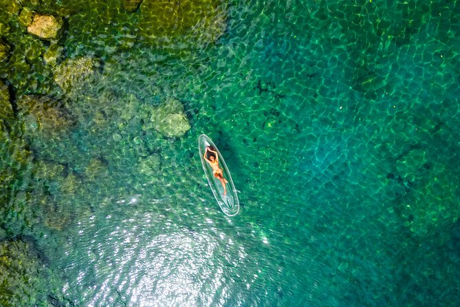 Clear Kayak Drone Photoshoot in St. Lucia - Soufrière Beach Park and the Piton backdrop