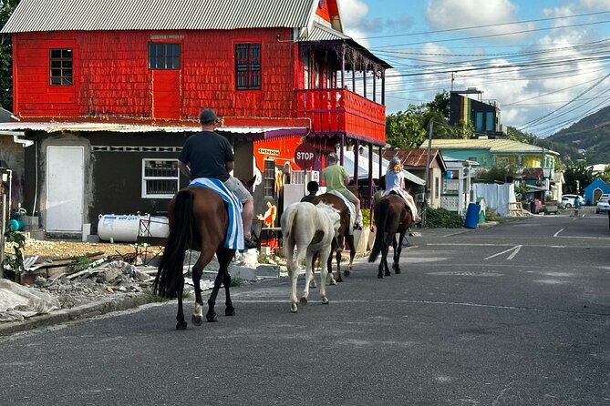 Gros Islet Village Horseback Riding run with Dore's riding Stable - The Ride Back To Cap Estate