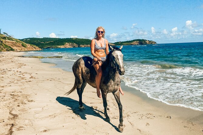 Private Beach Horseback Ride with Sandy Hoofs St. Lucia - The beach portion and views toward Anse La Voute