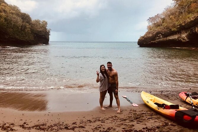 Splash Adventure Jeep and Kayak Safari - Roseau Beach is the first proper pause