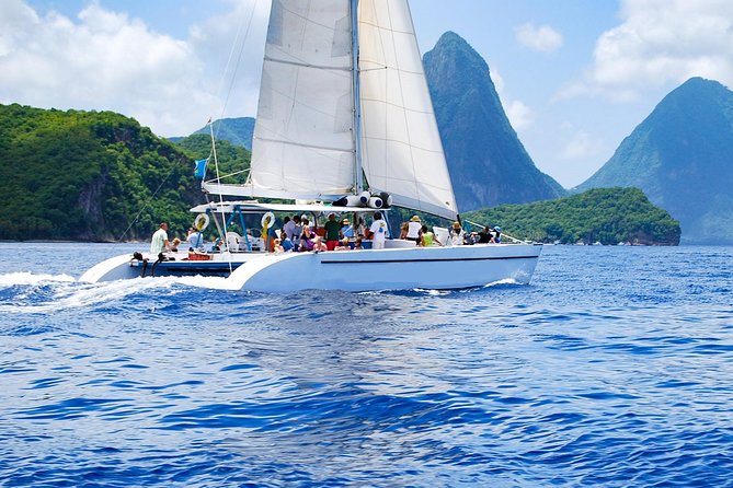 St Lucia Catamaran Day Sailing and Sightseeing Tour - Soufriere Bay and the Pitons from the water